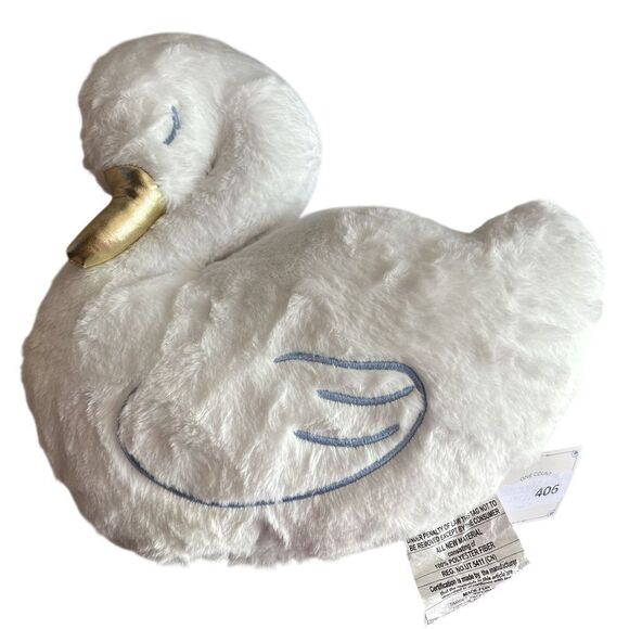 Nwt White and Gold Plush Swan Bird Accent Pillow - Picture 1 of 2
